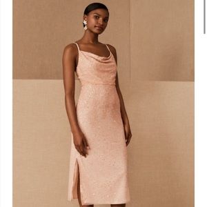 NWT BHLDN Forever That Girl Dunne Midi Dress - Blush Cowl Spaghetti Strap Sequin
